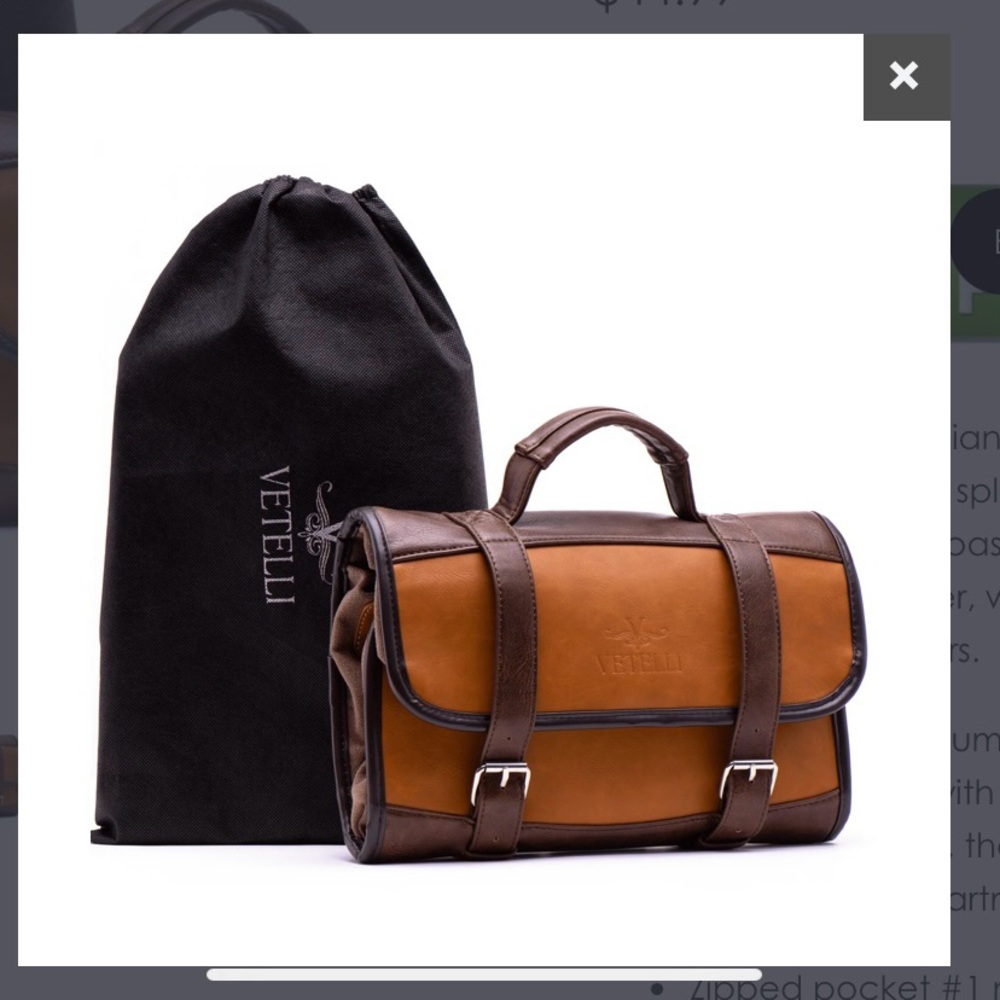 VETELLI Vintage Trifold Accessories Toiletry Men’s Bag. New in dust bag